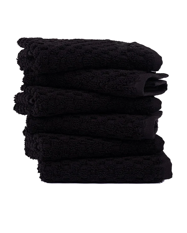 Atom Washcloth Bath Bundle - Black - 6 Pack - Image 2