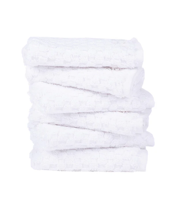 Atom Washcloth Bath Bundle - White - 6 Pack - Image 2