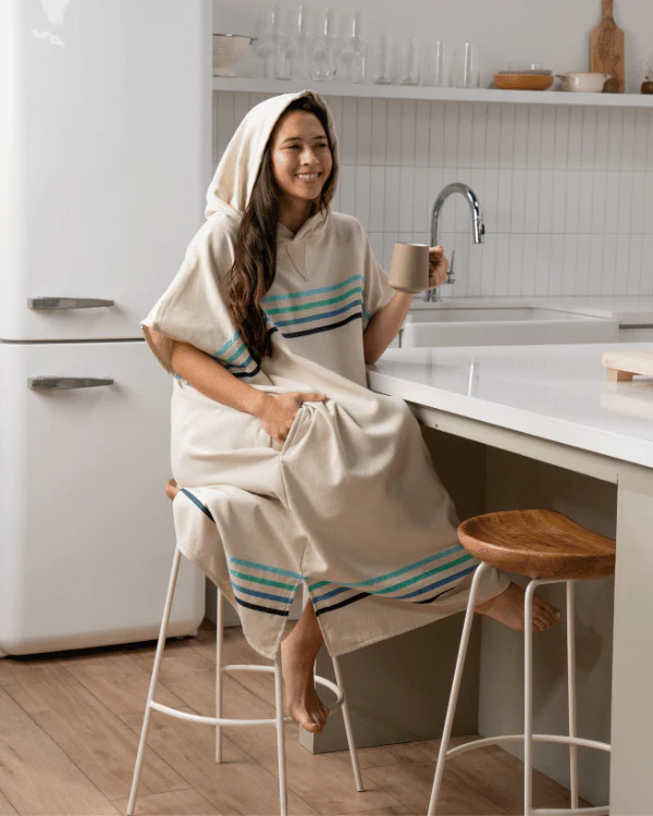 Border Classic Stripe Poncho - Aqua - Image 7