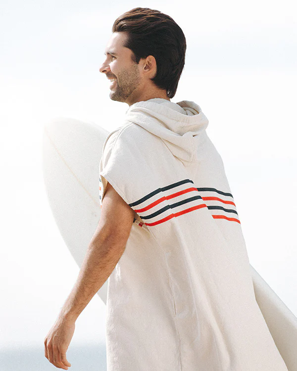 Border Classic Stripe Poncho - Red / Navy - Image 7
