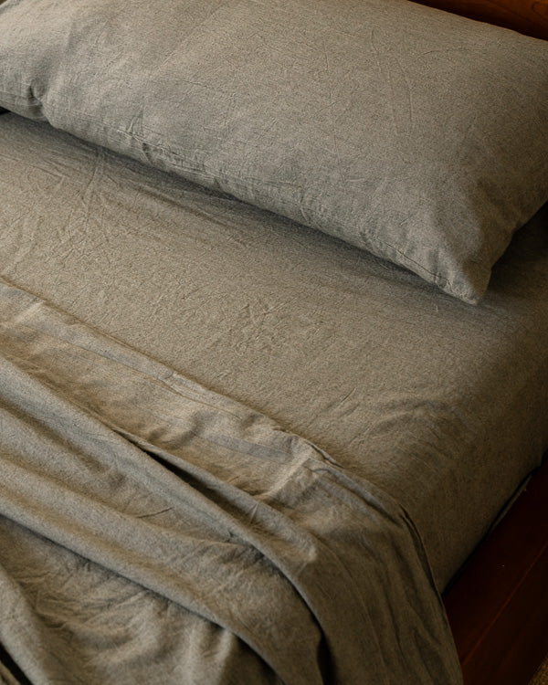 Classic Micro Twill Solid Melange Sheet Set Moss - Image 8