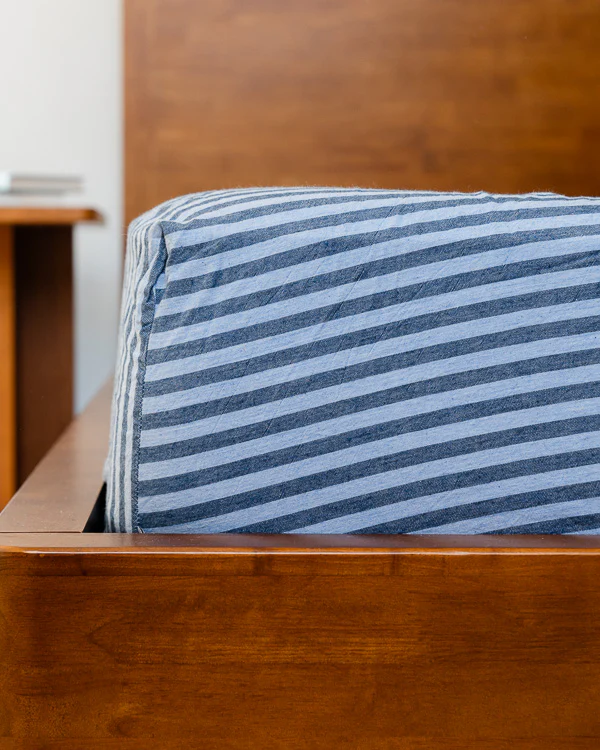 Classic Micro Twill Stripe Melange Sheet Set Indigo - Image 4