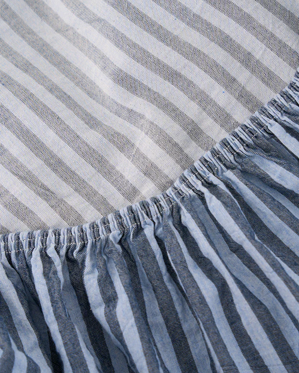 Classic Micro Twill Stripe Melange Sheet Set Indigo - Image 8