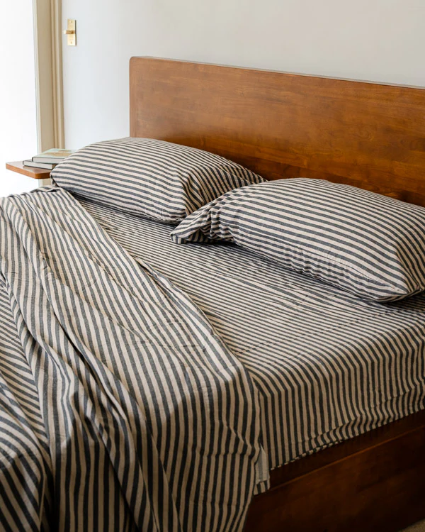 Classic Micro Twill Stripe Melange Pillowcase Set Steel Grey - Image 3