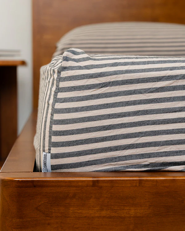 Classic Micro Twill Stripe Melange Sheet Set Steel Grey - Image 4
