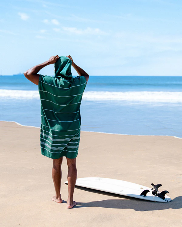 Classic Stripe Hooded Poncho - Rain Forest - Image 2