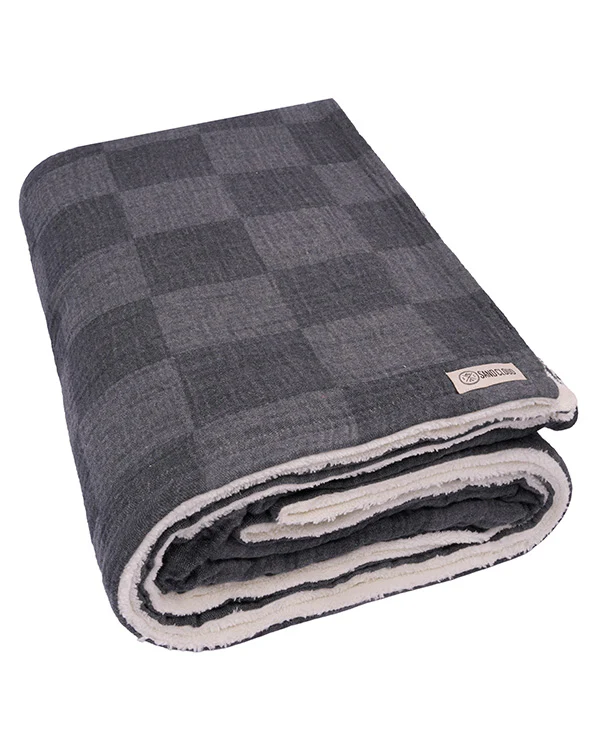 Cloud Checker Plush Blanket - Black - Image 4
