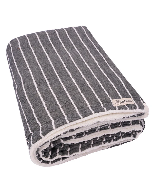 Dreamy Stripe Plush Blanket - Black - Image 4