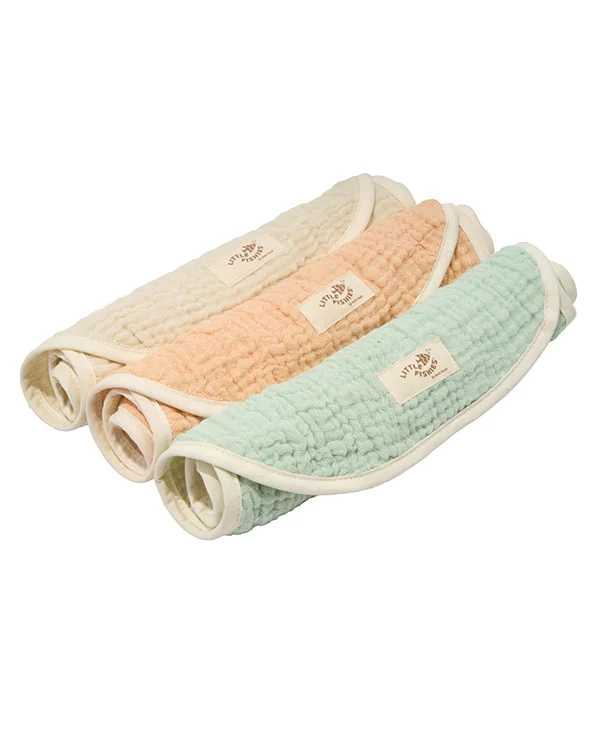 Little Fishies Gauze Burping Cloth Bundle - 3 Pack - Seafoam / Peach Fuzz / Natural - Image 9