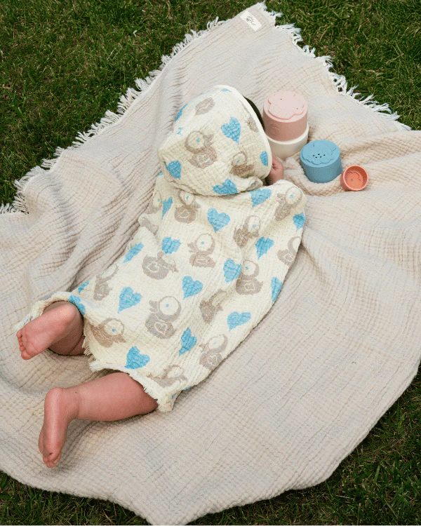 Little Fishies Gauze Receiving Blanket - Natural - Image 2