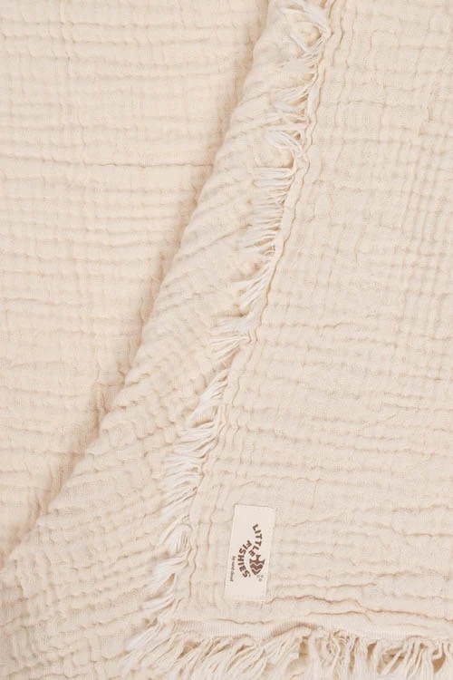 Little Fishies Gauze Receiving Blanket - Natural - Image 5