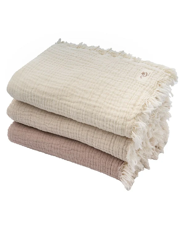 Little Fishies Gauze Receiving Blanket Set - 3 Pack - Natural / Beige / Warm Taupe - Image 13