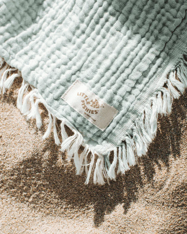Little Fishies Gauze Receiving Blanket Set - 3 Pack - Seafoam / Peach Fuzz / Natural - Image 9