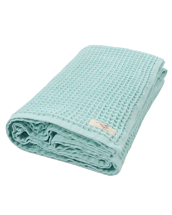 Little Fishies Waffle Blanket - Seafoam - Image 10