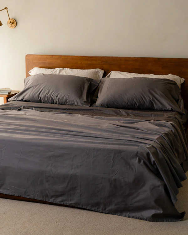 Luxe Sateen Flat Top Sheet Steel Grey - Image 2
