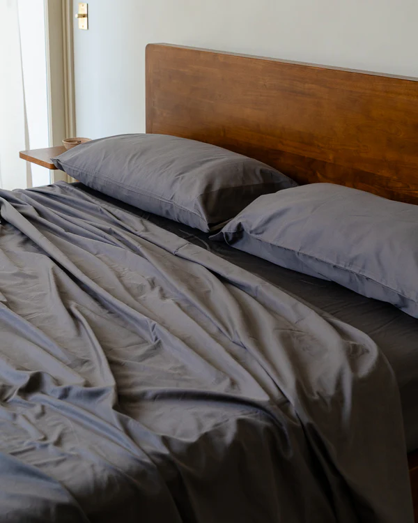 Luxe Sateen Flat Top Sheet Steel Grey - Image 6