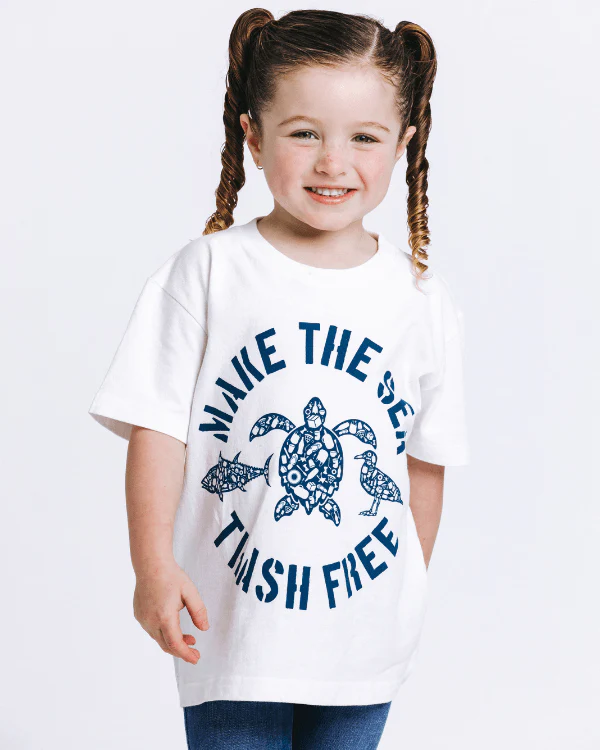 Make The Sea Trash Free Kids Tee - White - Image 2