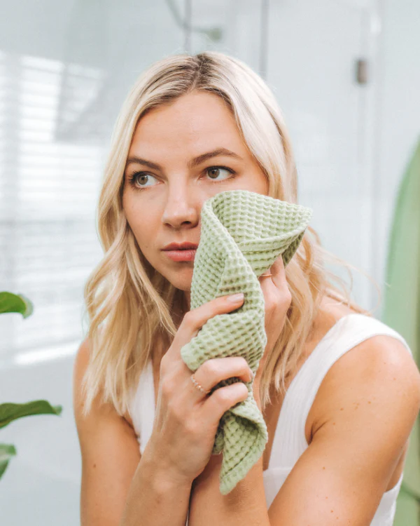 Micro Waffle Washcloth Bundle Sage - Image 2