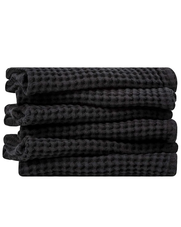 Micro Waffle Bath Washcloth Bundle - 6 Pack - Black - Image 2