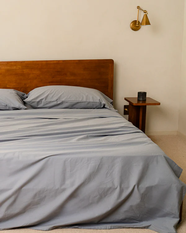 Signature Percale Solid Flat Top Sheet Grey - Image 3